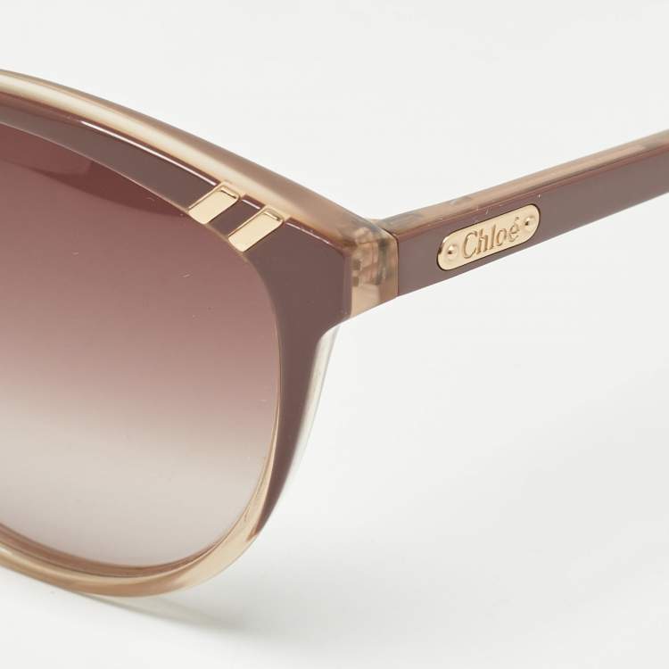 Pre Owned Chloe Brown Gradient CL2200 Cat Eye Sunglasses