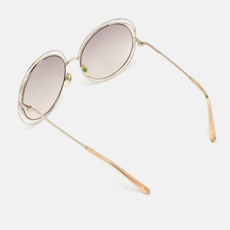 Pre Owned Chloe Brown Gradient CE114S Frame Round Sunglasses