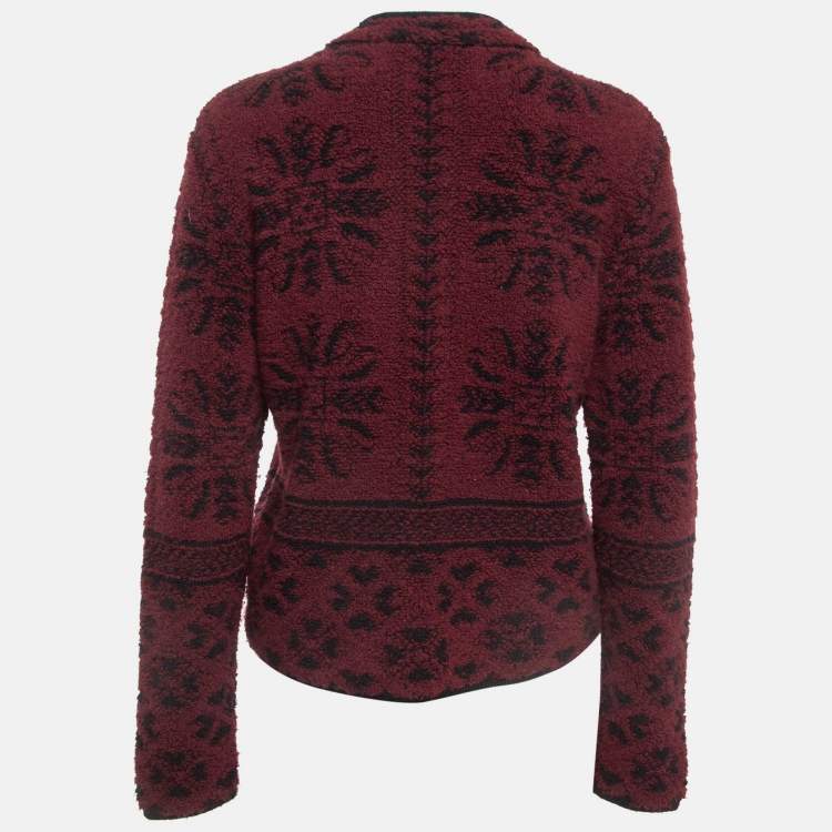 Pre Owned Chloe Burgundy Fleece Zip Front Jacket M
