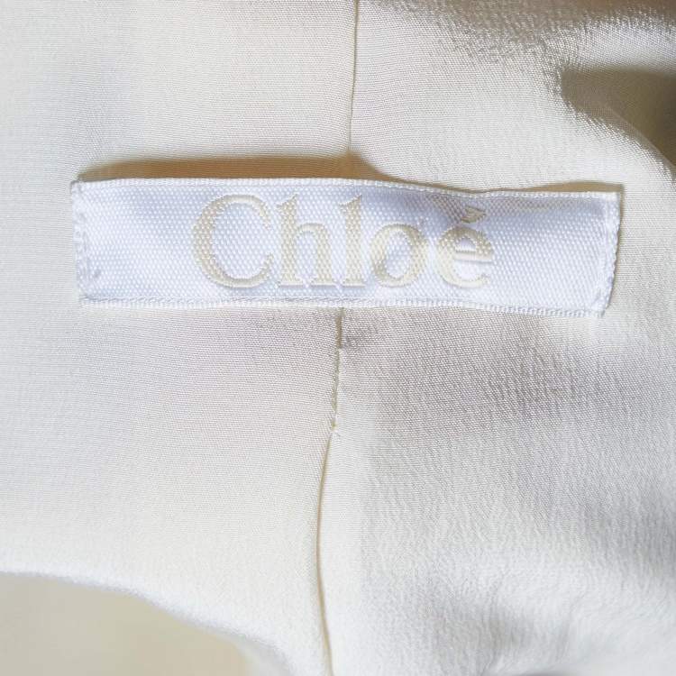 Pre Owned Chloe Off White Gabardine Double Breasted Blazer S