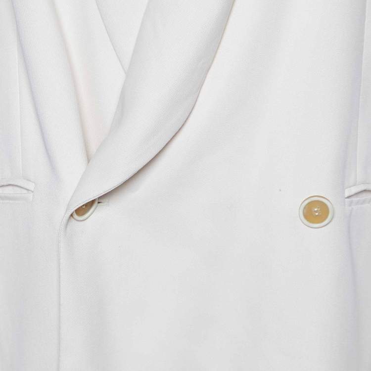 Pre Owned Chloe Off White Gabardine Double Breasted Blazer S