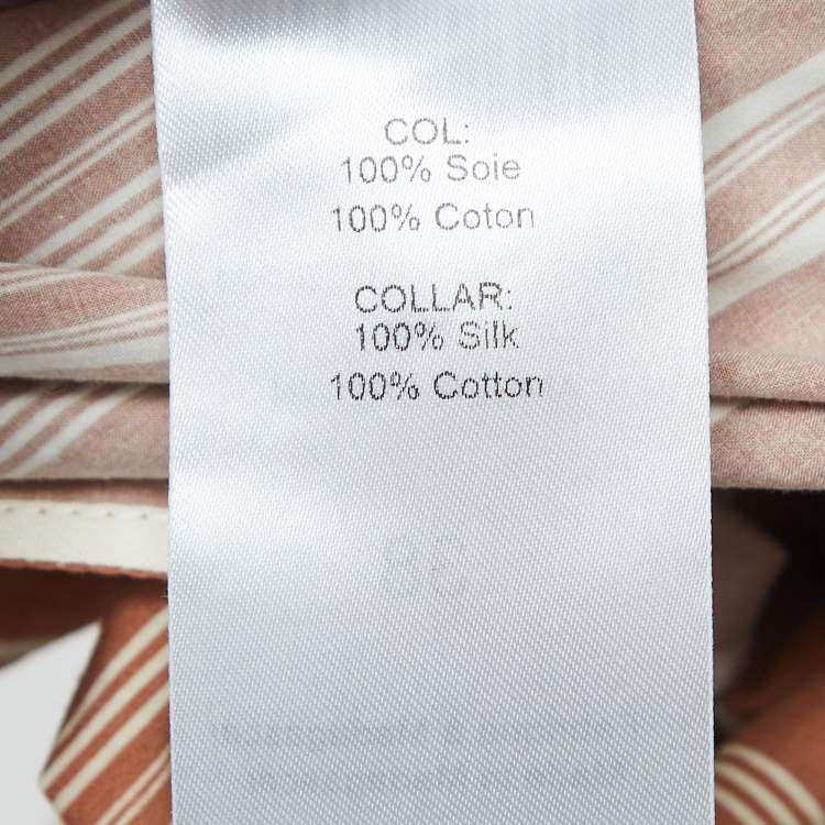 Pre Owned Chloe Brown Stripe Print Silk Neck Tie Up Top M