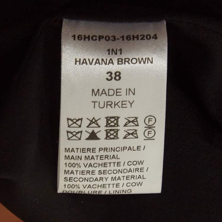 Pre Owned Chloe Havana Brown Leather Straight Leg Trousers M
