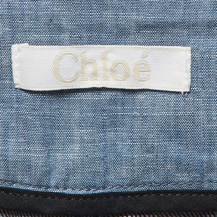 Pre Owned Chloe Indigo Raw Denim High Waist Shorts M