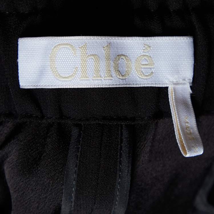 Pre Owned Chloe Black Crepe Joggers L