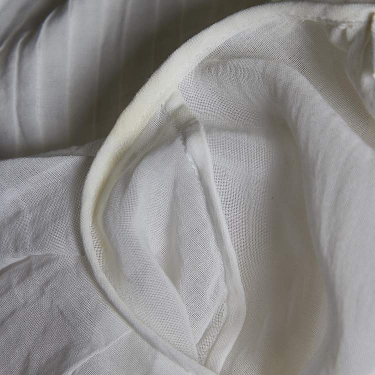 Pre Owned Chloe Off-White Cotton Pleated Loose Fit Top M