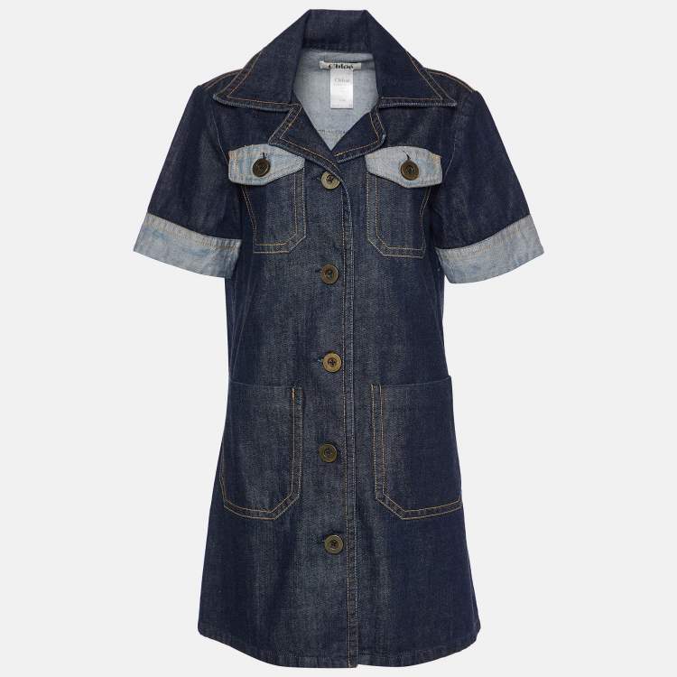 Pre Owned Chloe Blue Denim Shirt Dress L