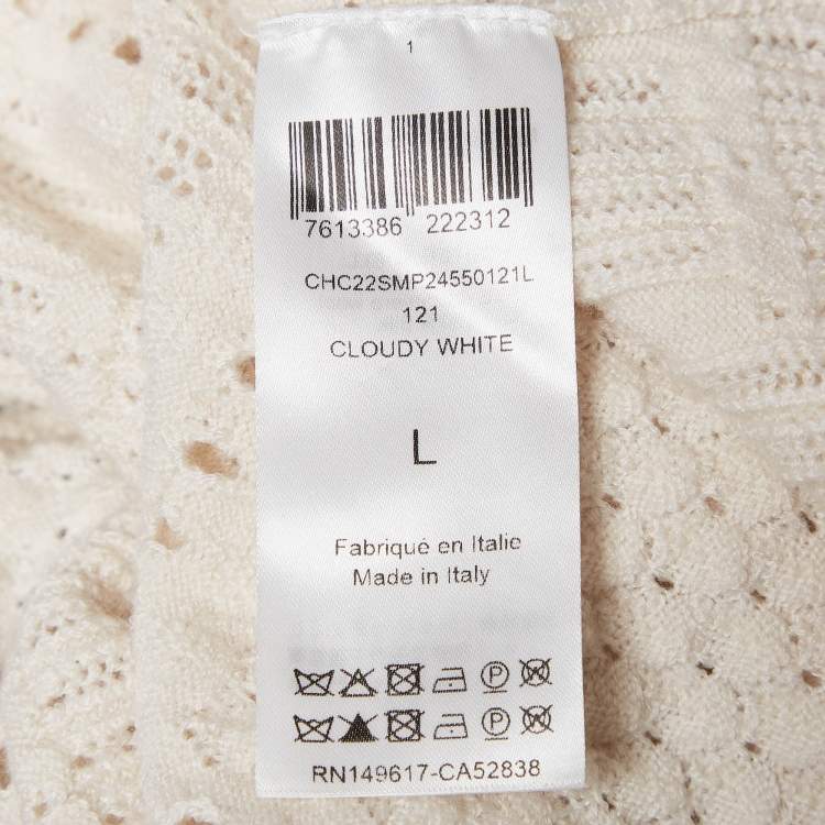 Pre Owned Chloe Off White Ecru Knit Long Sleeve Sweater L