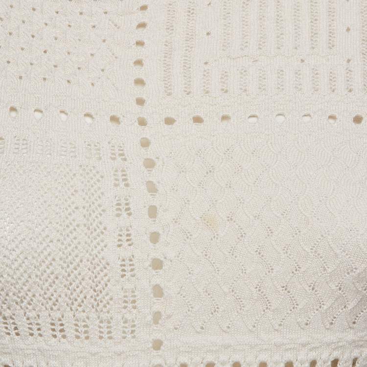Pre Owned Chloe Off White Ecru Knit Long Sleeve Sweater L