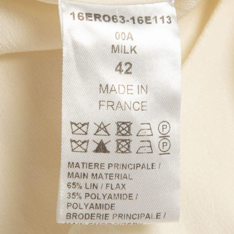 Pre Owned Chloe Off White Mesh and Broderie Anglaise Midi Dress L