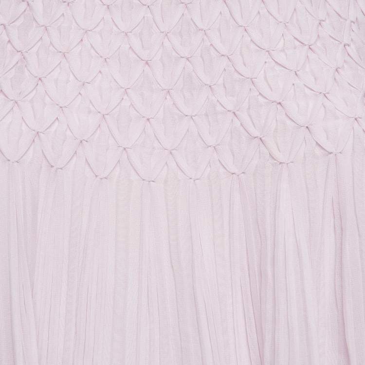 Pre Owned Chloe Purple Lace Trim Chiffon Smocked Off Shoulder Top S