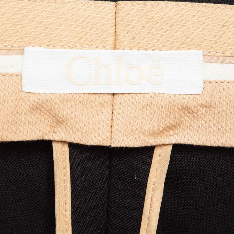 Pre Owned Chloé Black Wool Formal Trousers M