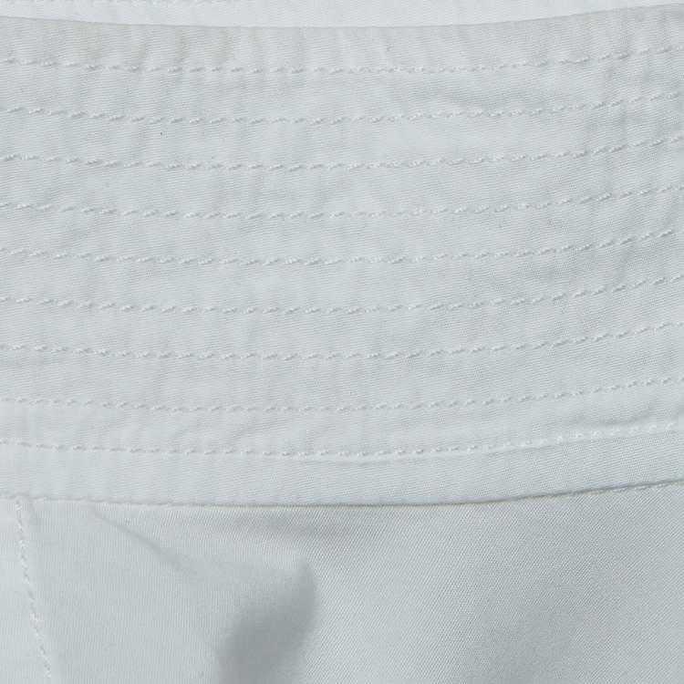 Pre Owned Chloe White Cotton Puff Sleeves High Neck Blouse L