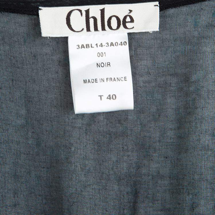Pre Owned Chloe Black Cotton Voile Embellished Tunic M