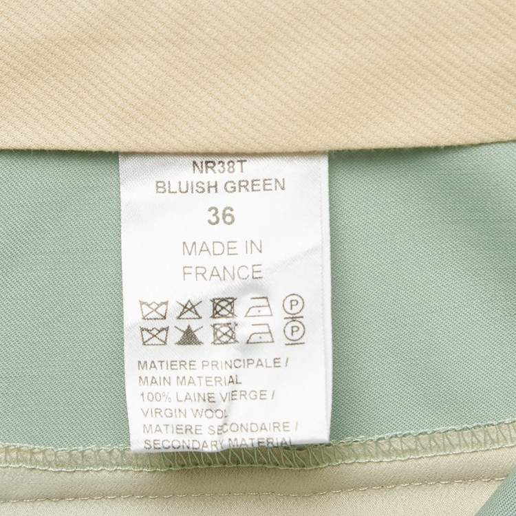 Pre Owned Chloe Mint Green Wool High-Rise Wide Leg Trousers S