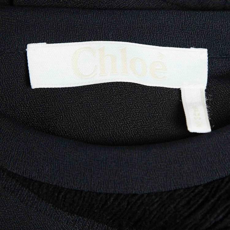 Pre Owned Chloe Black Crepe One Shoulder Belted Maxi Dress M