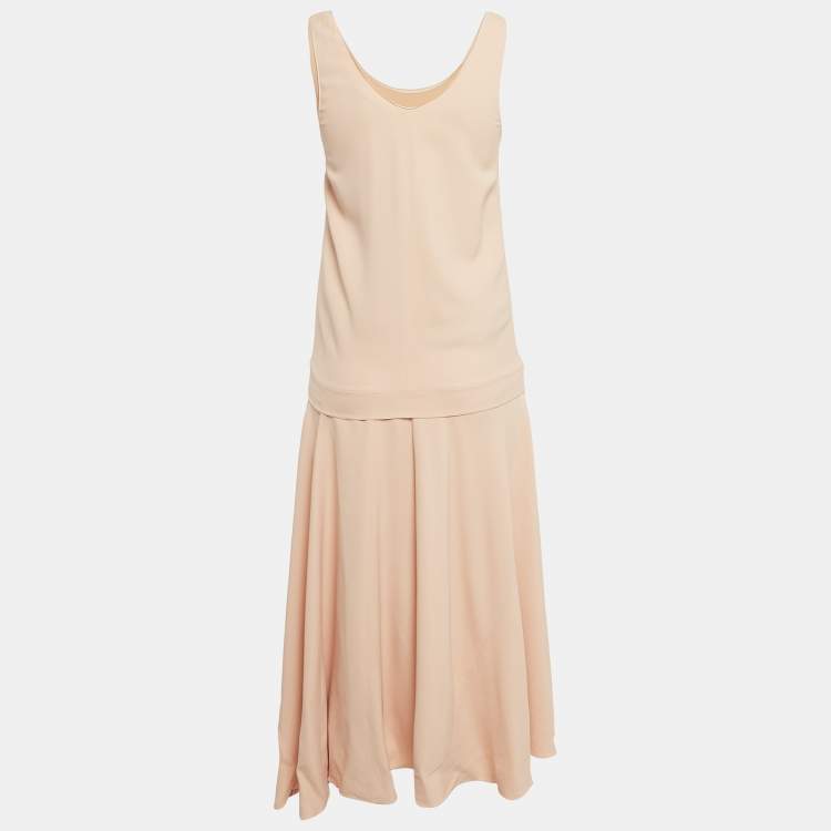 Pre Owned Chloe Pink Crepe Sleeveless Asymmetric Midi Dress S