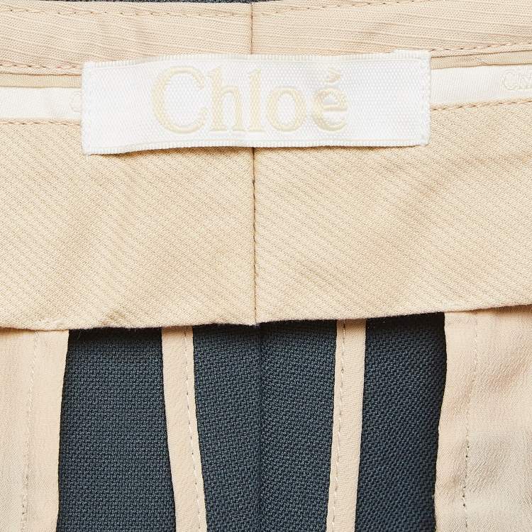 Pre Owned Chloe Tinted Grey Wool Straight Leg Trousers S