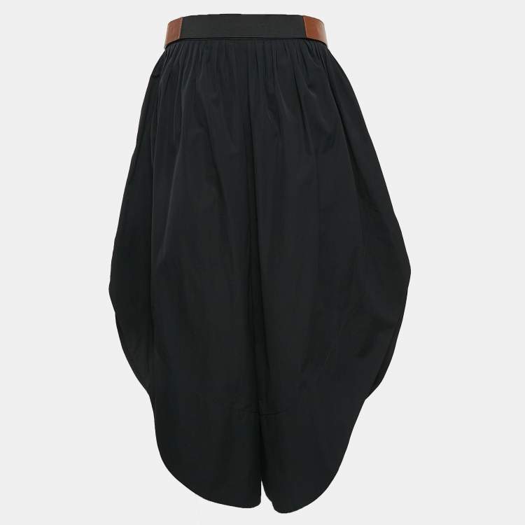 Pre Owned Chloé Black Cotton Pleated Asymmetric Hem Trousers S