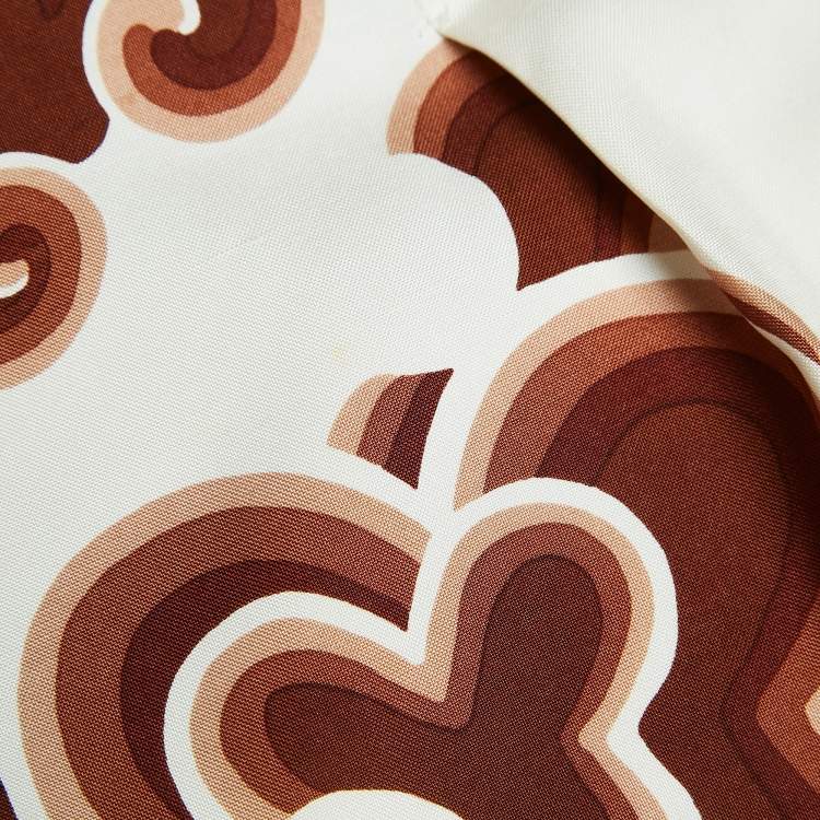 Pre Owned Chloe Brown Doodle Print Silk Pleated Mini Skirt S