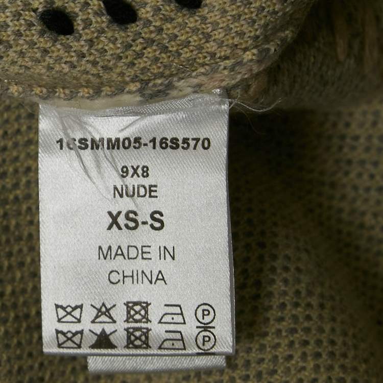 Pre Owned Chloe Yellow Plaid Cashmere Fringed Poncho Sweater XS/S