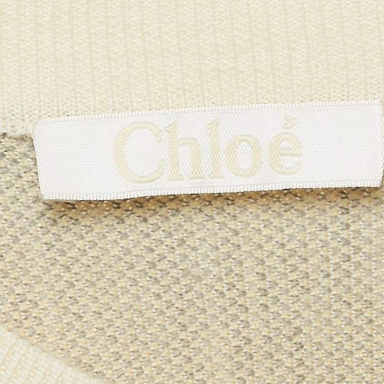 Pre Owned Chloe Yellow Plaid Cashmere Fringed Poncho Sweater XS/S