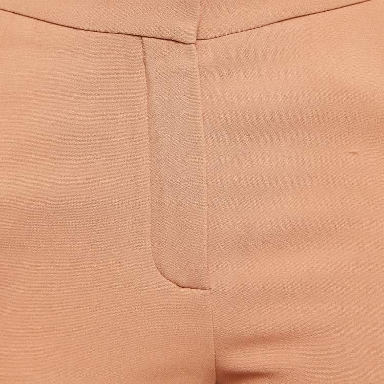 Pre Owned Chloe Light Brown Crepe Zip Detail Trackpants S