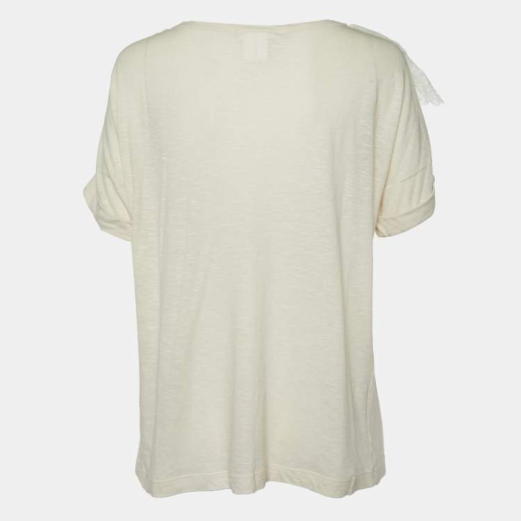 Pre Owned Chloe Ecru Cream Knit Lace Trimmed Top XS