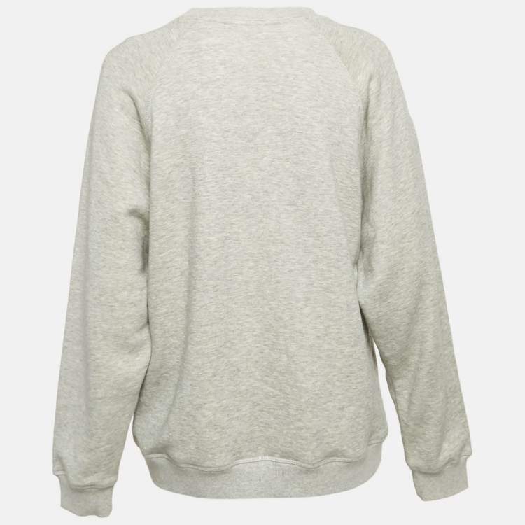 Pre Owned Chloe Grey Printed Cotton Knit Crew Neck Sweatshirt S