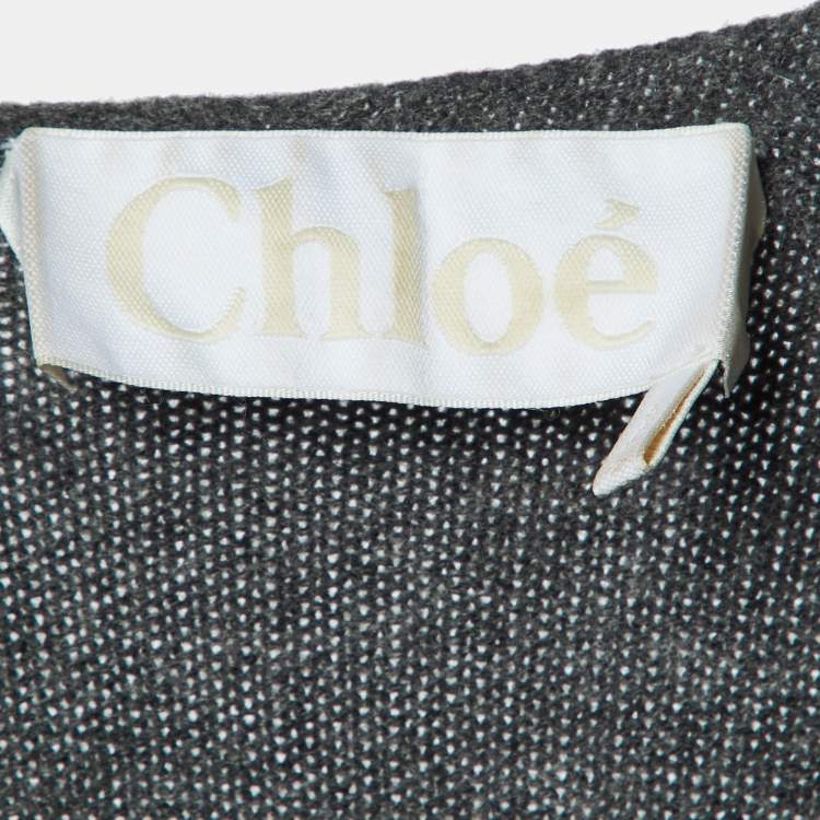 Pre Owned Chloe Grey Cashmere Knit Oversized Sweater Dress S