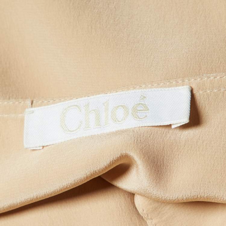 Pre Owned Chloe Peach/Beige Silk Sleeveless Top L
