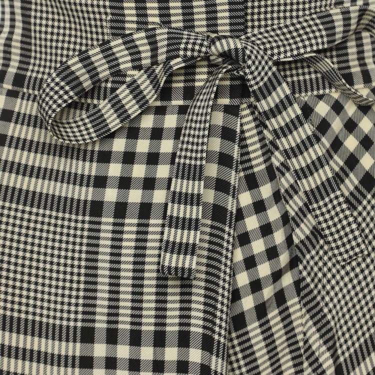 Pre Owned Chloe Monochrome Checkered Viscose Tie Midi Skirt S