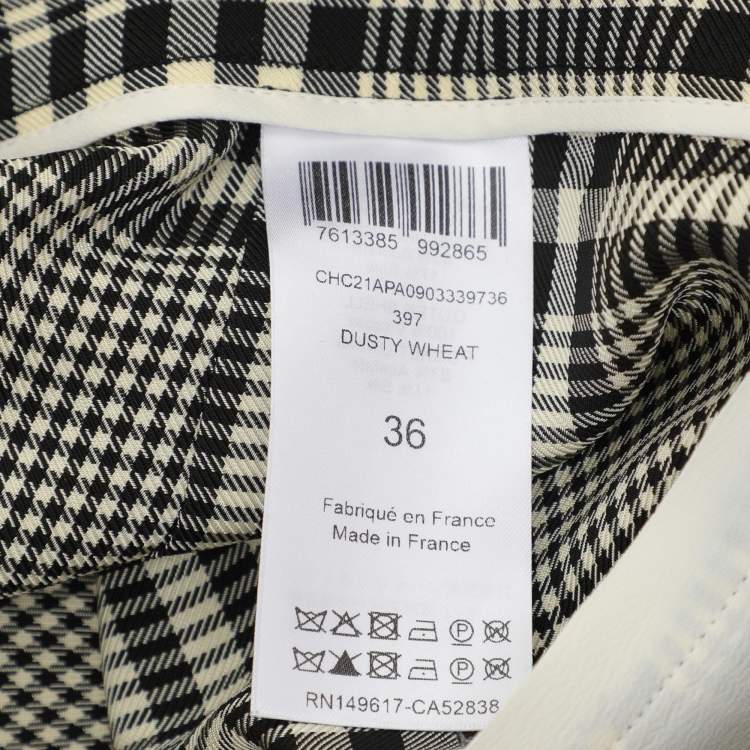 Pre Owned Chloe Monochrome Checkered Viscose Tie Midi Skirt S