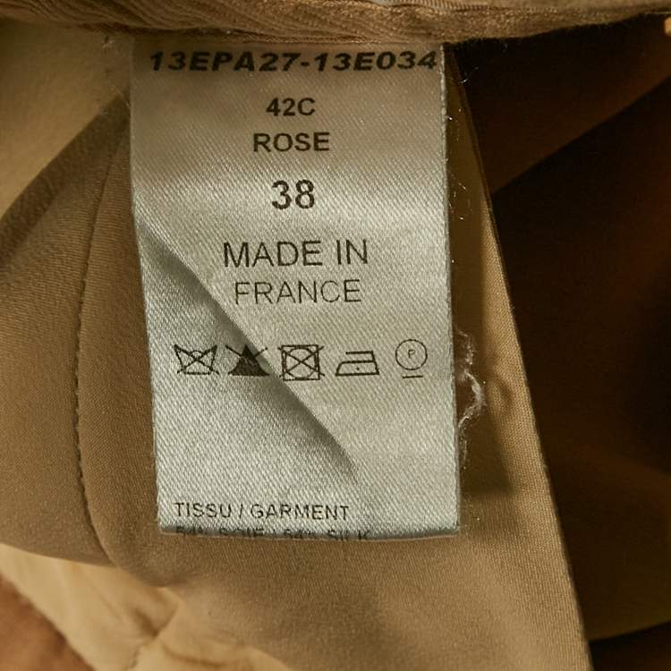 Pre Owned Chloe Rose Beige Silk Blend Wide Leg Trousers M