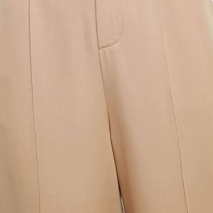 Pre Owned Chloe Rose Beige Silk Blend Wide Leg Trousers M