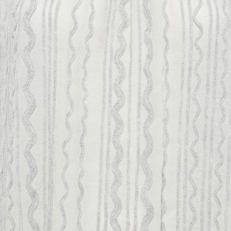 Pre Owned Chloe Grey Wavy Embroidered Silk and Jersey Top XS