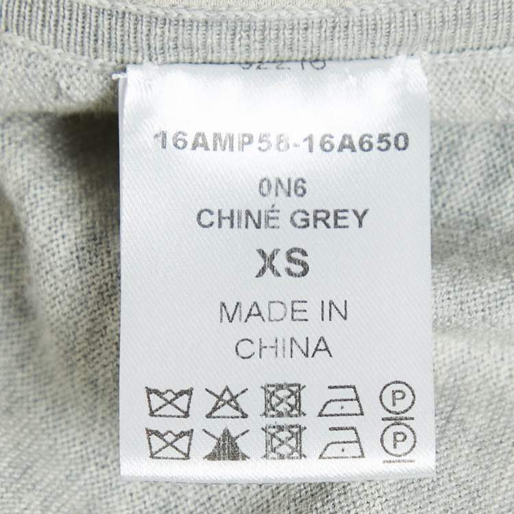 Pre Owned Chloe Grey Wavy Embroidered Silk and Jersey Top XS