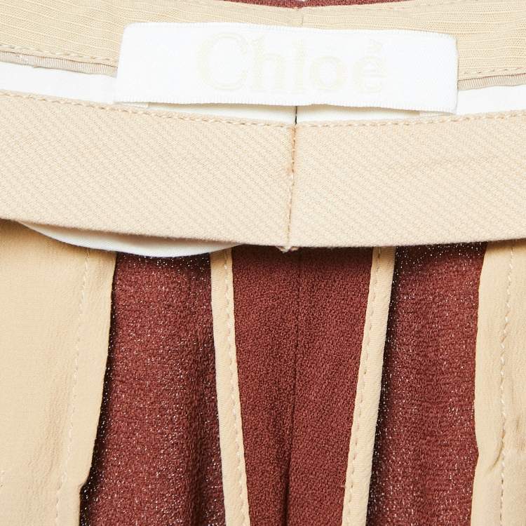 Pre Owned Chloe Brown Crepe Wide Leg Trousers S