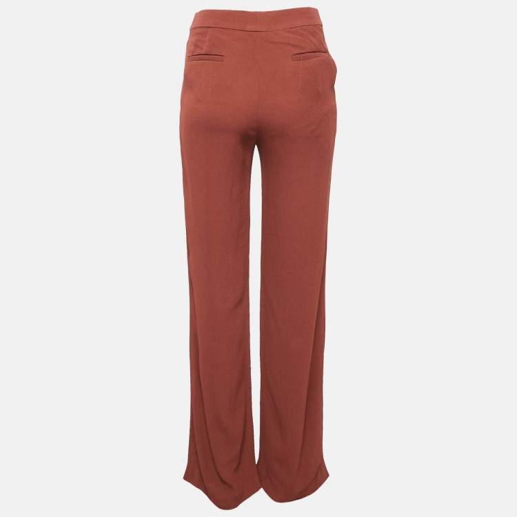 Pre Owned Chloe Brown Crepe Wide Leg Trousers S