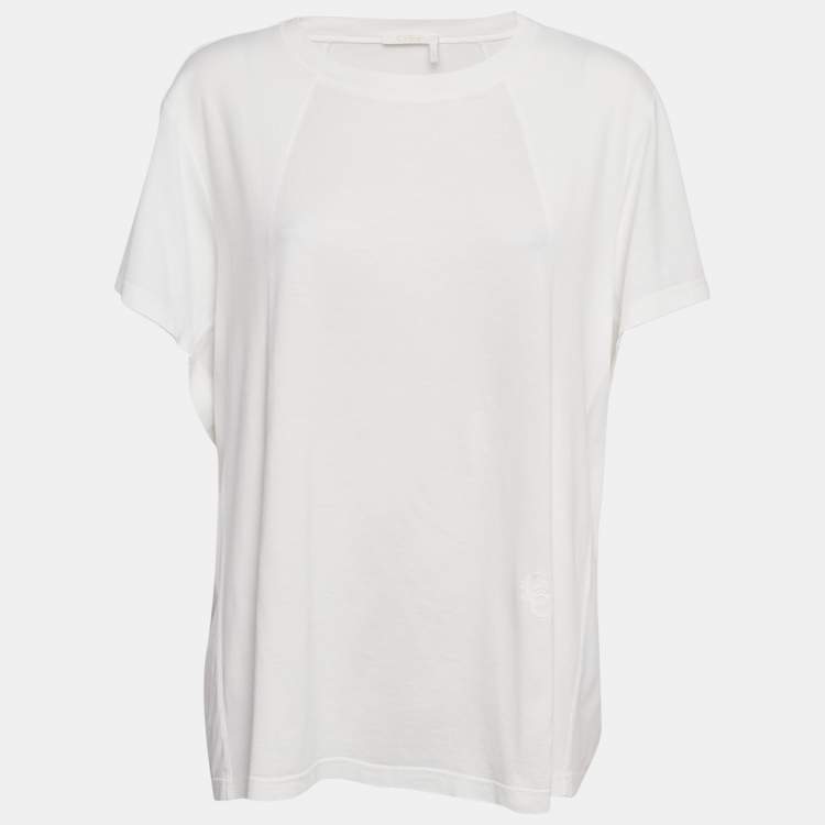 Pre Owned Chloe White Jersey Cotton Crew Neck T-Shirt M