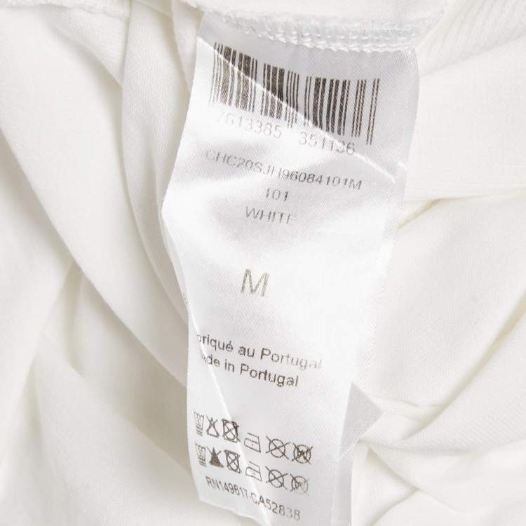 Pre Owned Chloe White Rib Knit and Jersey Crew Neck T-Shirt M