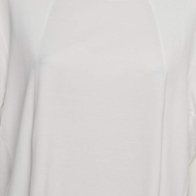 Pre Owned Chloe White Rib Knit and Jersey Crew Neck T-Shirt M