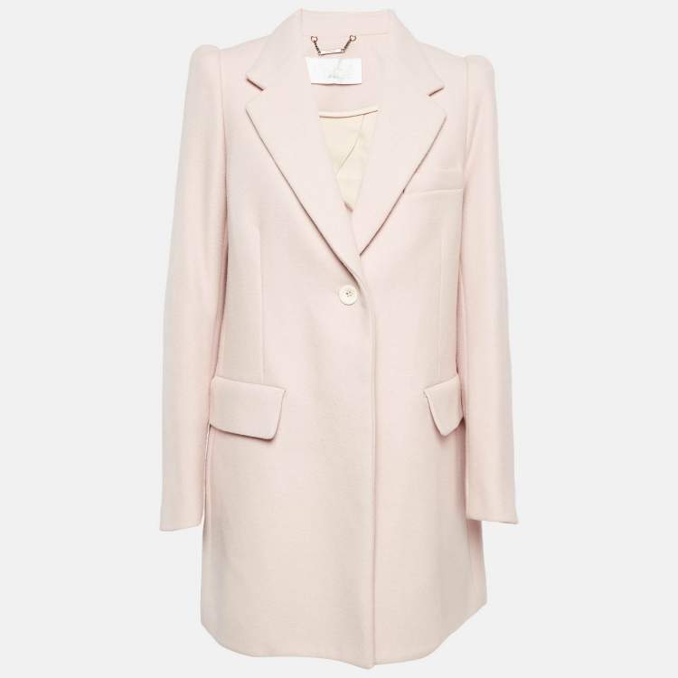 Pre Owned Chloe Pink Wool Felt Mid-Length Coat L