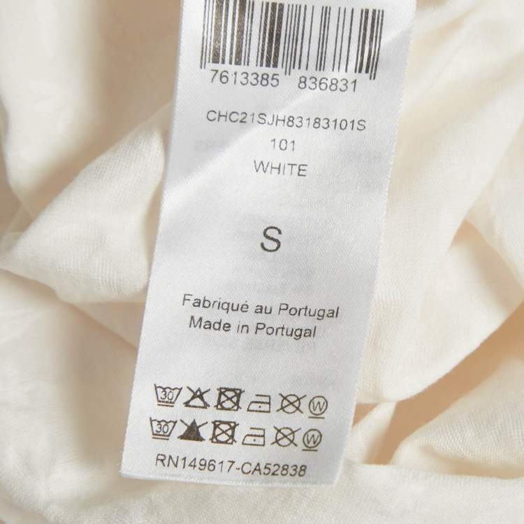 Pre Owned Chloe Off White Floral and Logo Print Jersey T-Shirt S