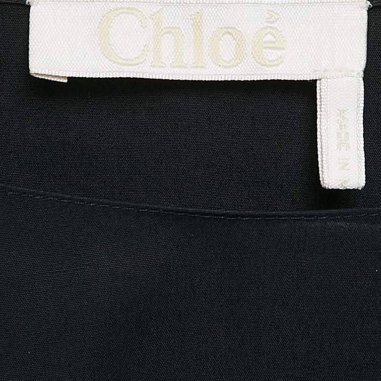 Pre Owned Chloe Navy Blue Cotton Cold-Shoulder Blouse M