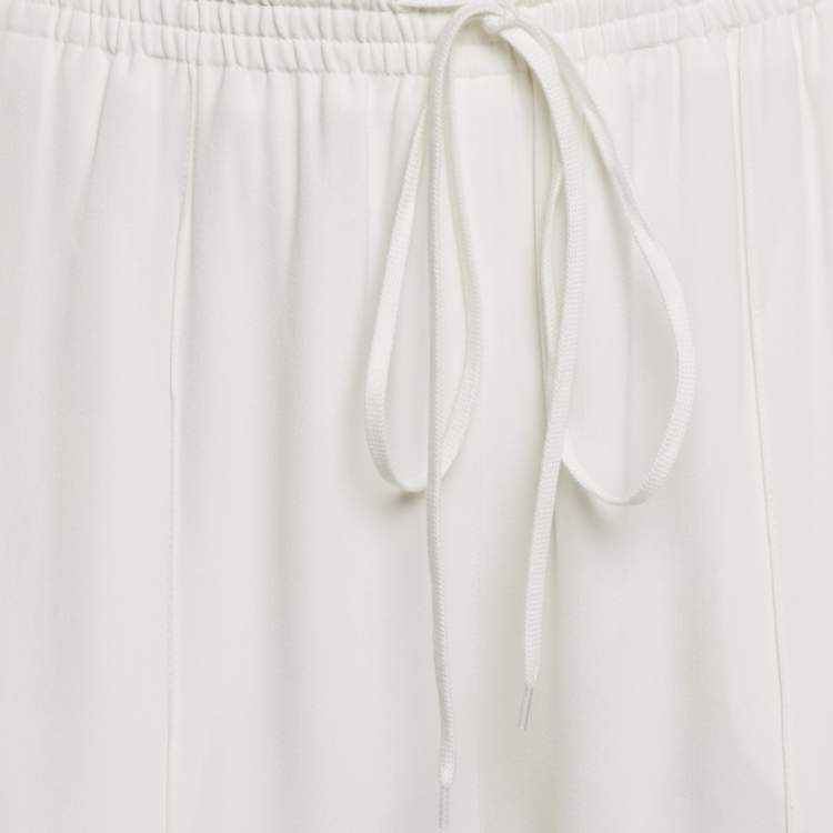 Pre Owned Chloe Milk White Crepe Wide-Leg Pants M
