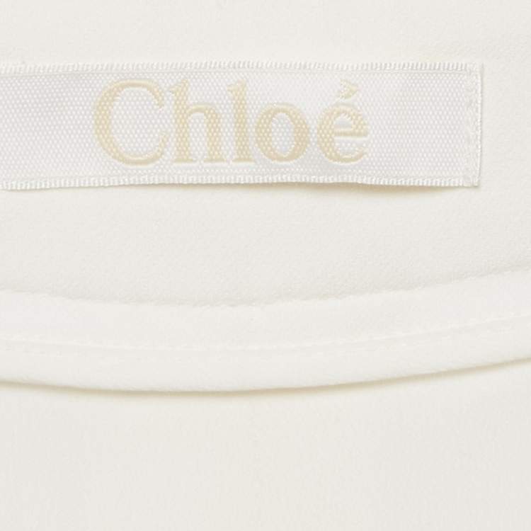 Pre Owned Chloe Milk White Crepe Wide-Leg Pants M