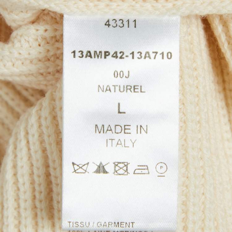 Pre Owned Chloe Natural Cream Wool Sleeve Detail Sweater L