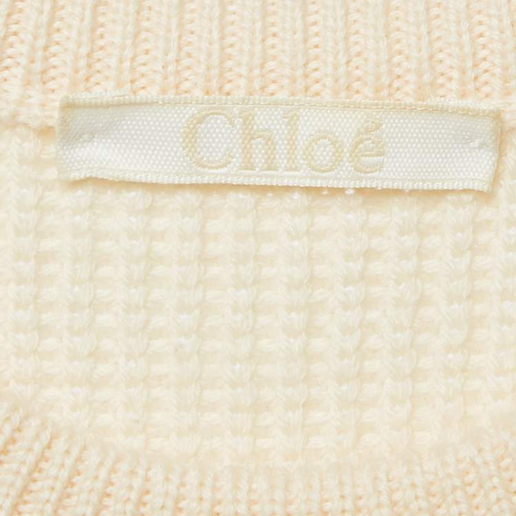 Pre Owned Chloe Natural Cream Wool Sleeve Detail Sweater L