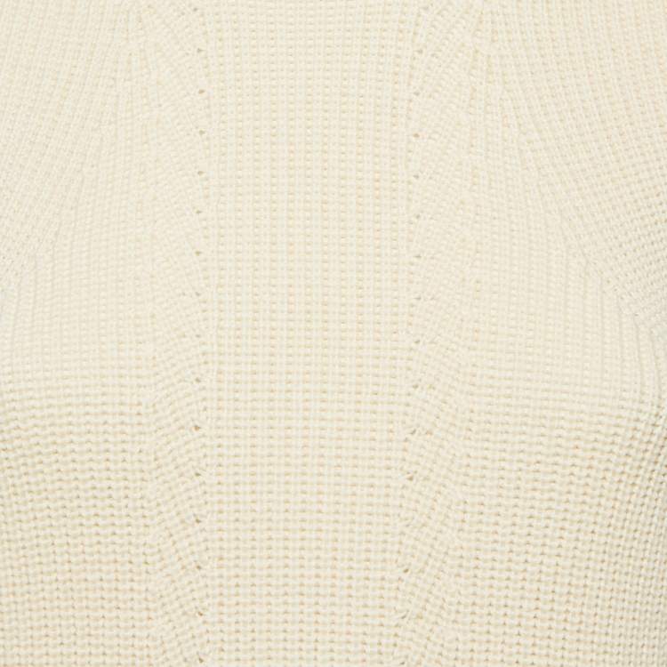 Pre Owned Chloe Natural Cream Wool Sleeve Detail Sweater L